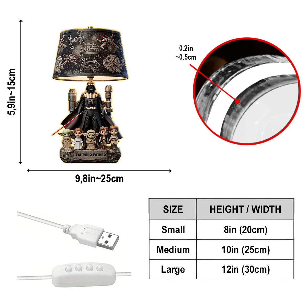Best Dad In The Galaxy - Personalized The Force Acrylic LED Night Light