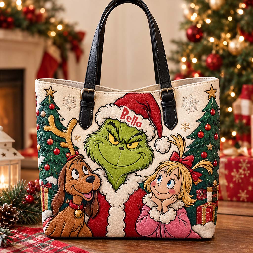 Merry Christmas - Personalized Stole Christmas Leather Bag