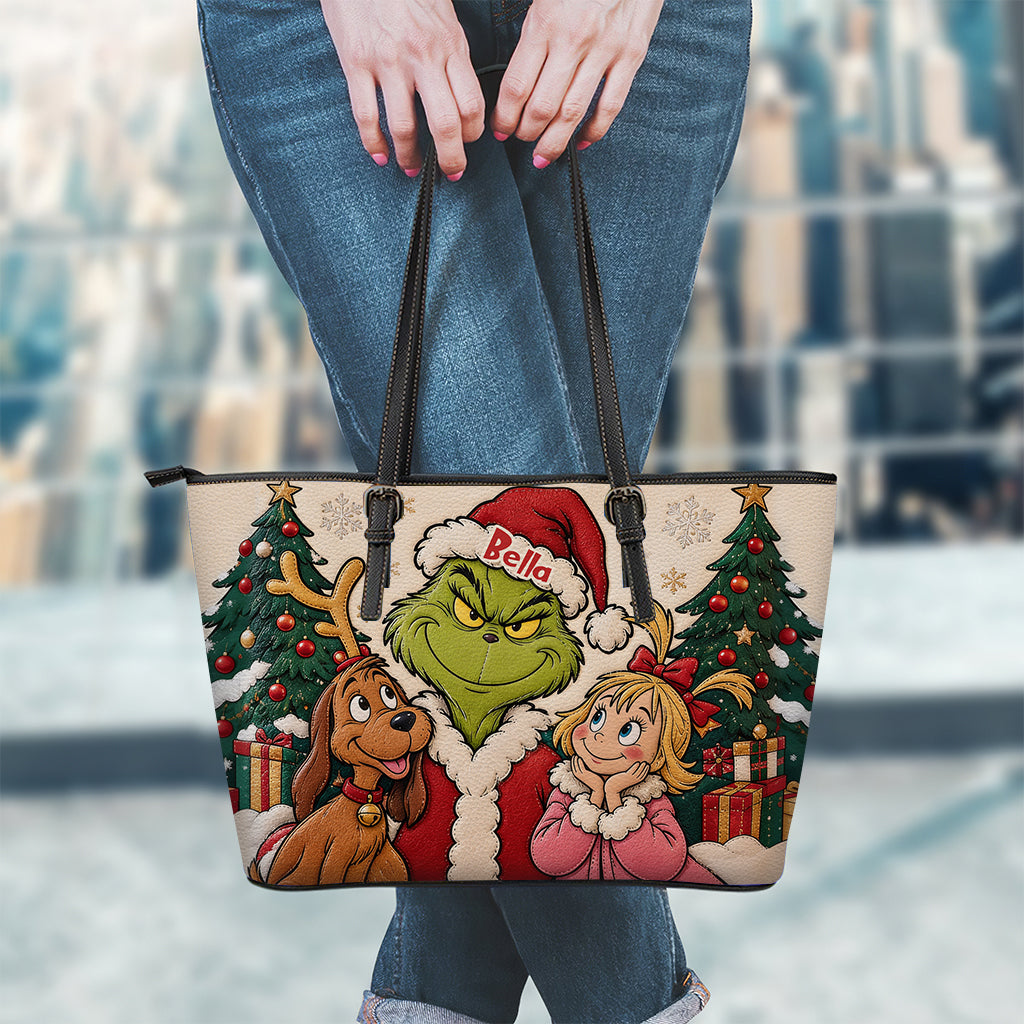 Merry Christmas - Personalized Stole Christmas Leather Bag