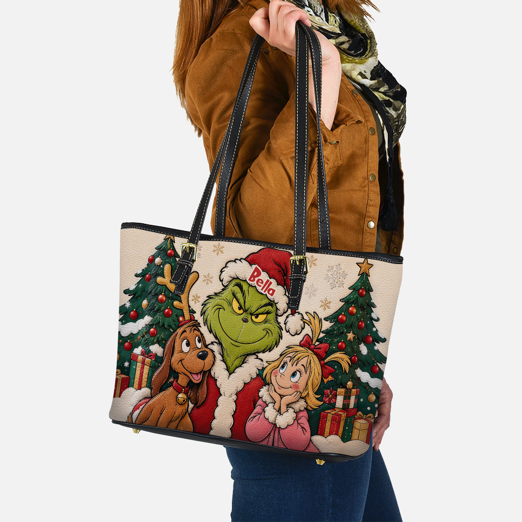 Merry Christmas - Personalized Stole Christmas Leather Bag