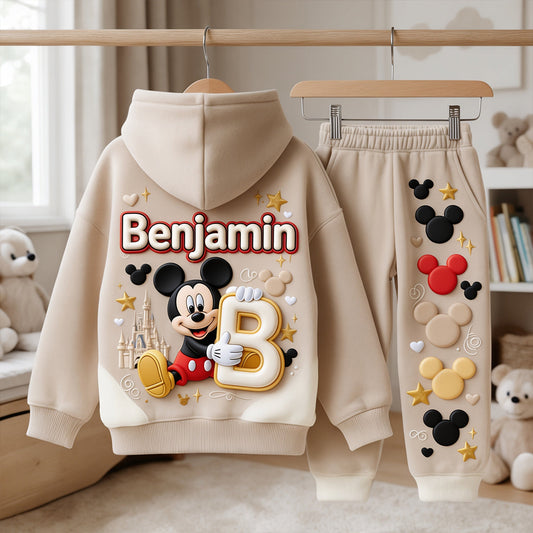 Magical Letter - Personalized Mouse Kid Hoodie & Kid Jogger Sweatpants