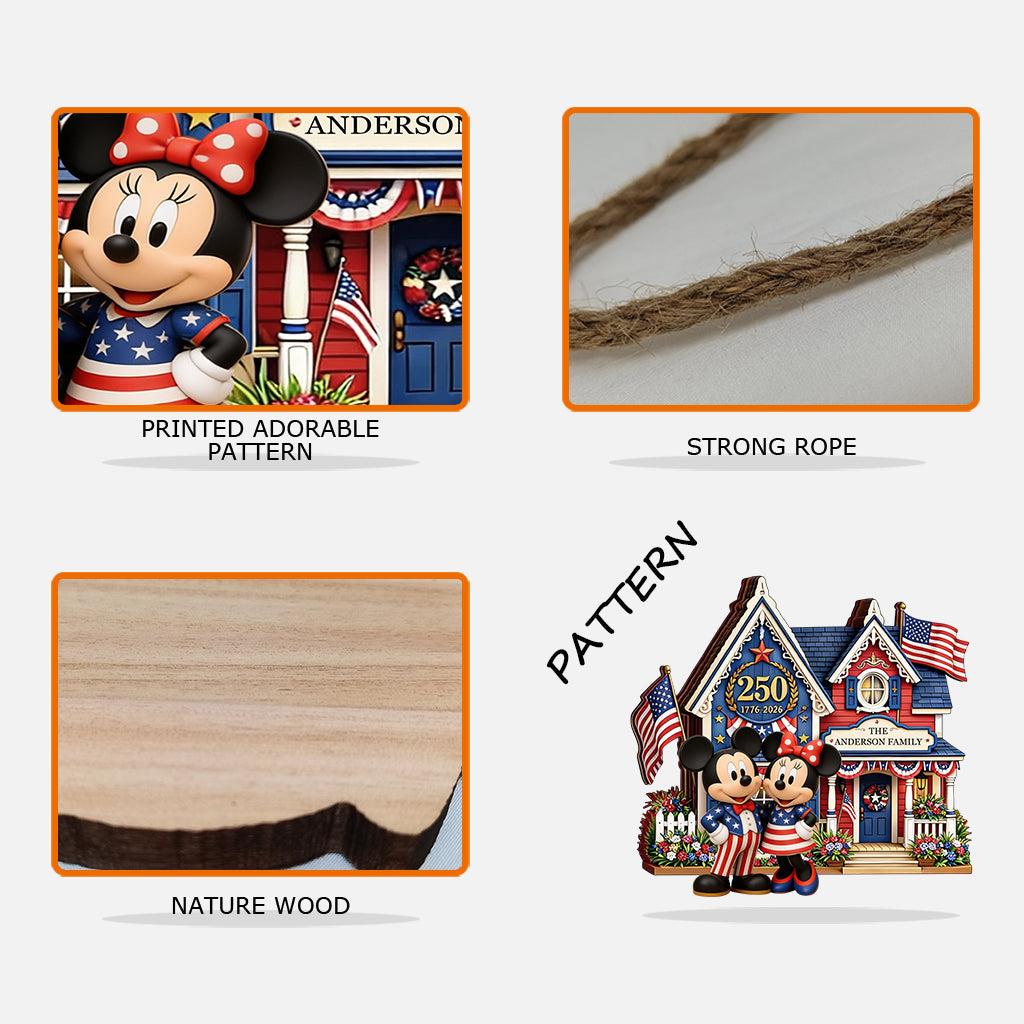 Celebrate 250th Anniversary - Personalized Mouse Custom Shaped Wood Sign