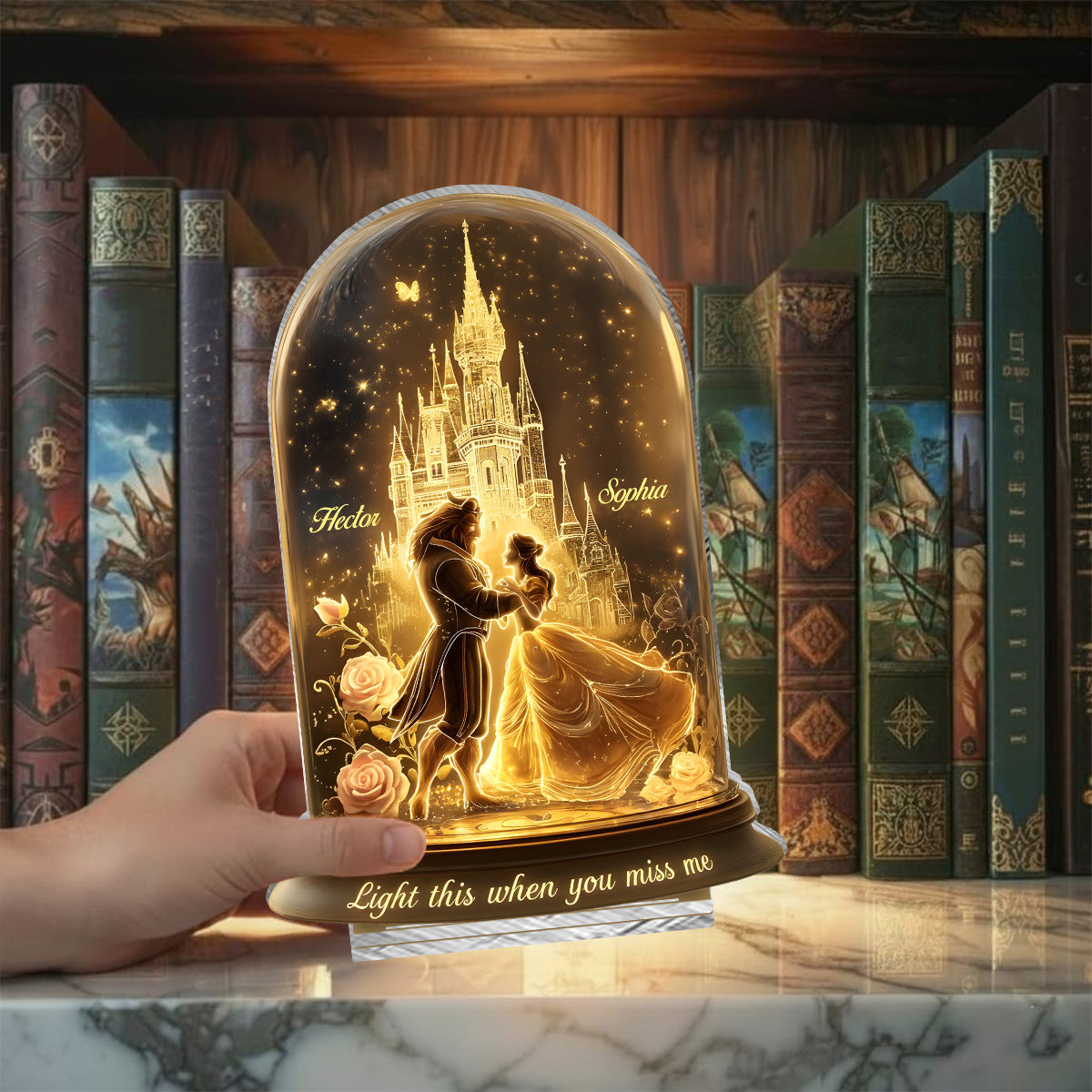 Light This When You Miss Me - Personalized Beauty And The Beast Candle Holder Sign