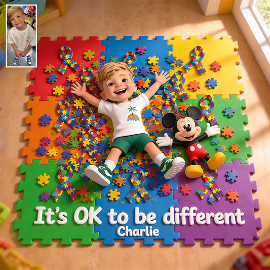 It's OK To Be Different - Personalized Mouse Foam Puzzle Mat