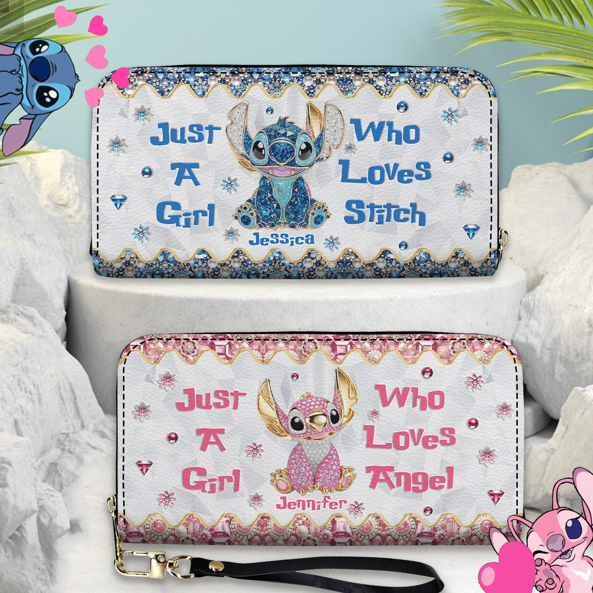 Just A Girl Who Loves Stitch - Personalized Ohana Leather Long Wallet