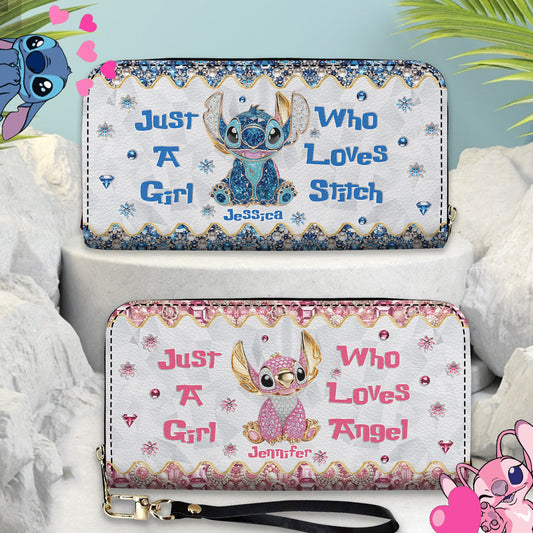 Just A Girl Who Loves Stitch - Personalized Ohana Leather Long Wallet