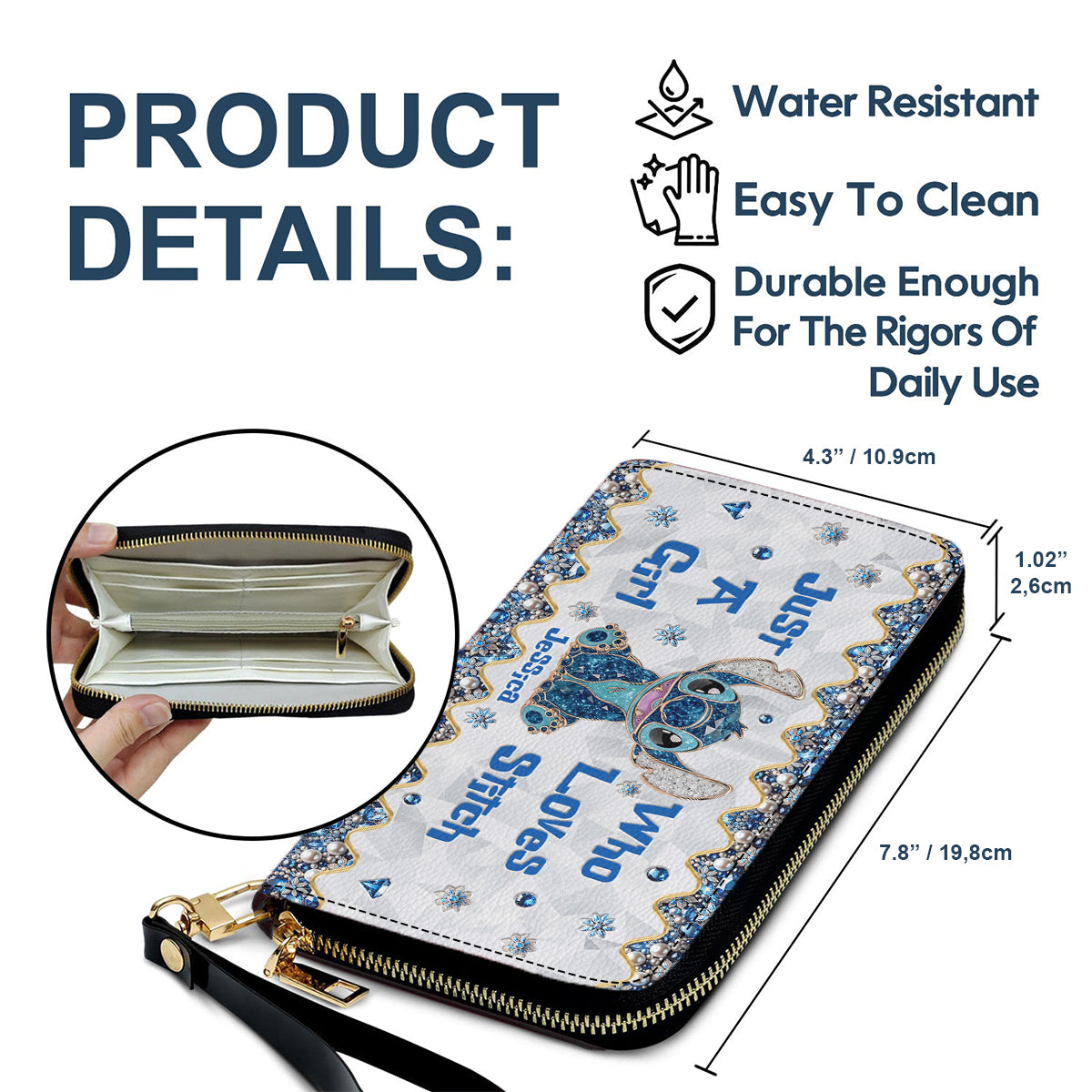 Just A Girl Who Loves Stitch - Personalized Ohana Leather Long Wallet