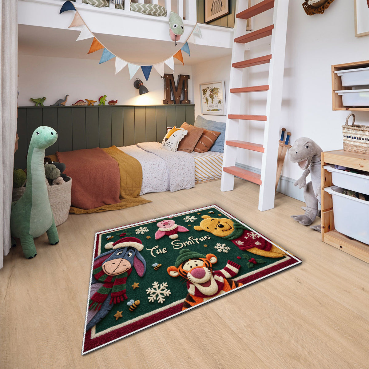 Oh! What Fun Christmas Gift - Personalized Yellow Bear Non-Slip Tufted Rug
