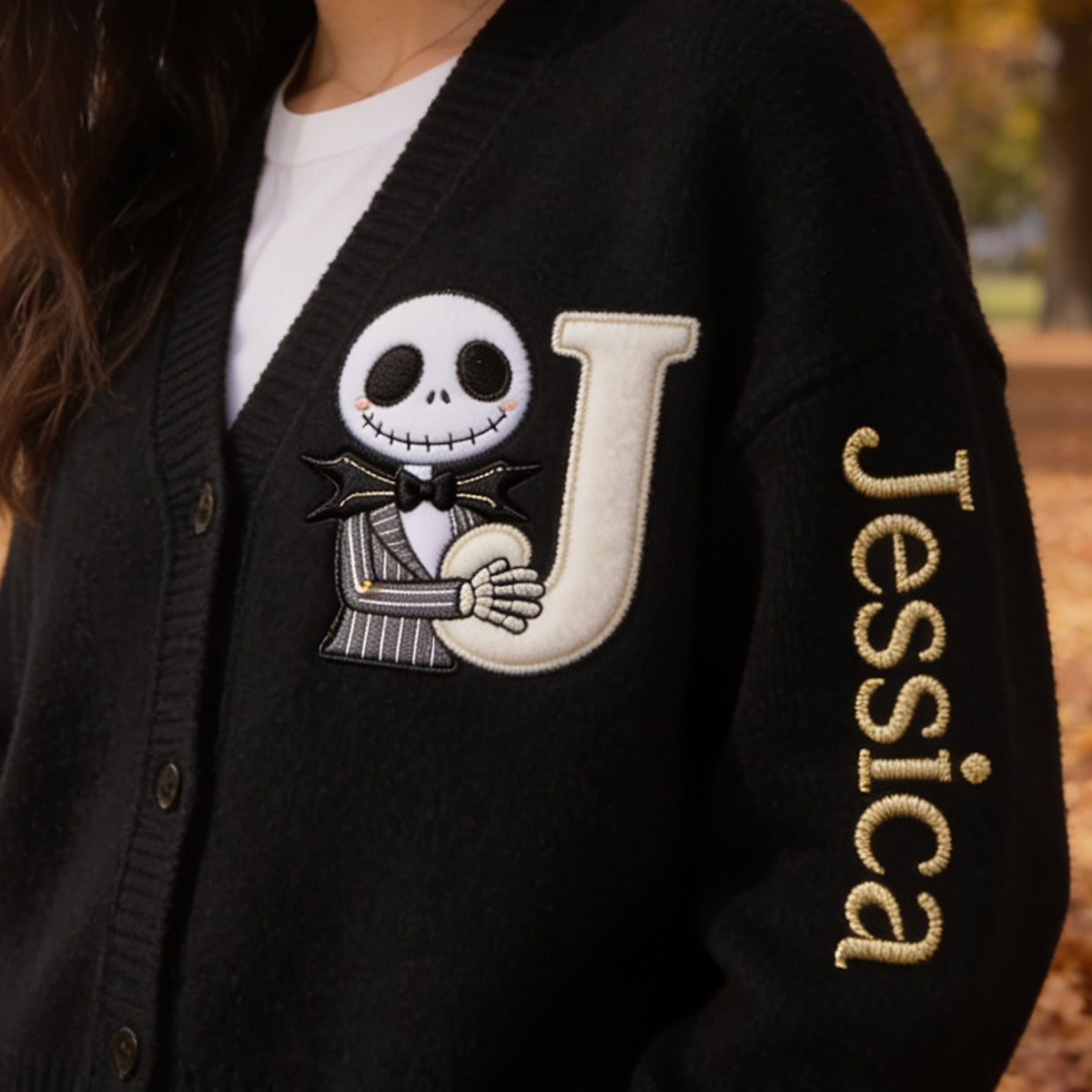 Spooky Monogram - Personalized Nightmare Cardigan Sweater
