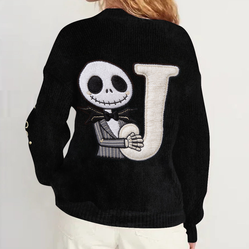 Spooky Monogram - Personalized Nightmare Cardigan Sweater