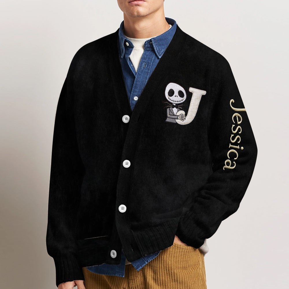 Spooky Monogram - Personalized Nightmare Cardigan Sweater