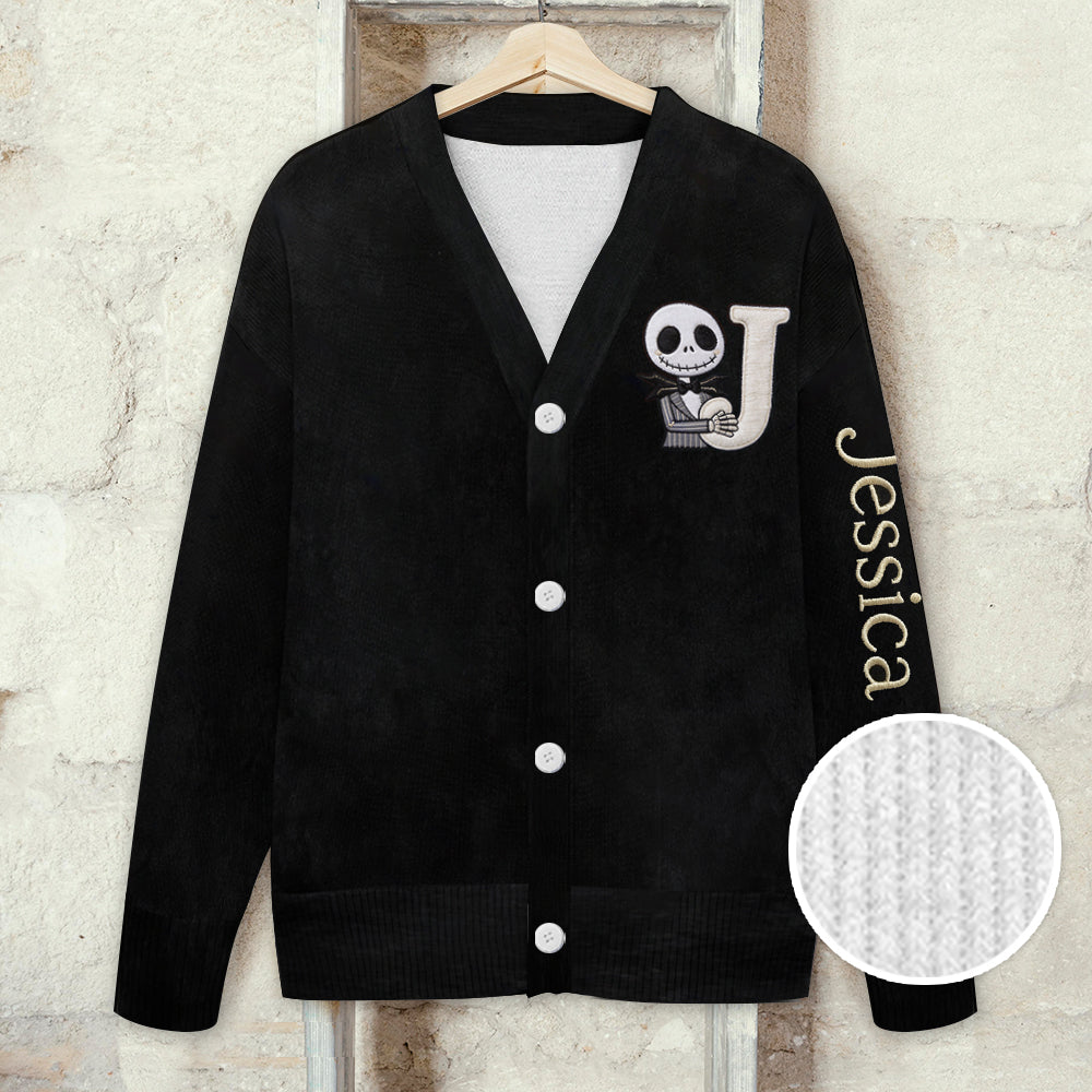 Spooky Monogram - Personalized Nightmare Cardigan Sweater