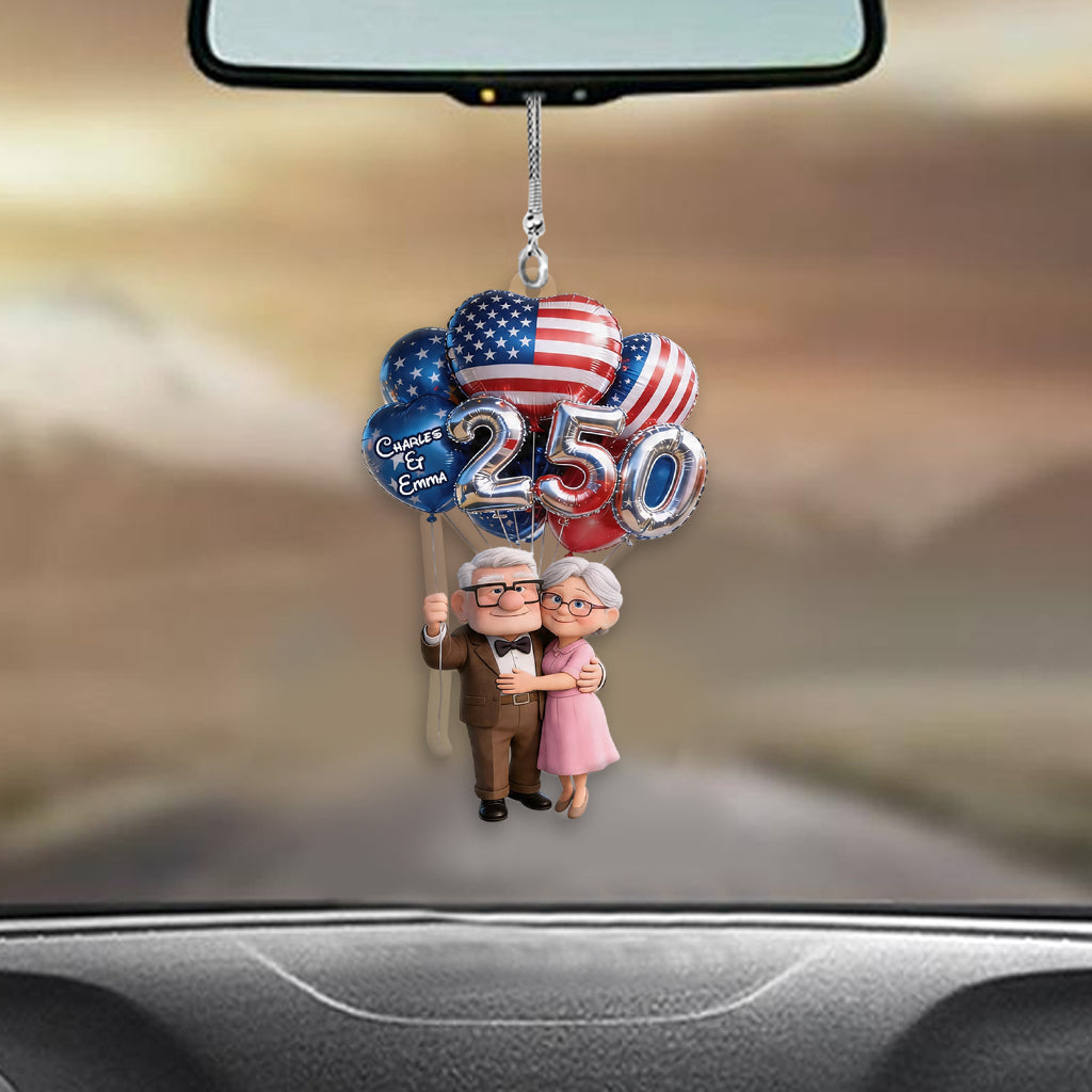 Hanging Balloons Old Couple 250 - Personalized Up Movie Couple Transparent Car Ornament