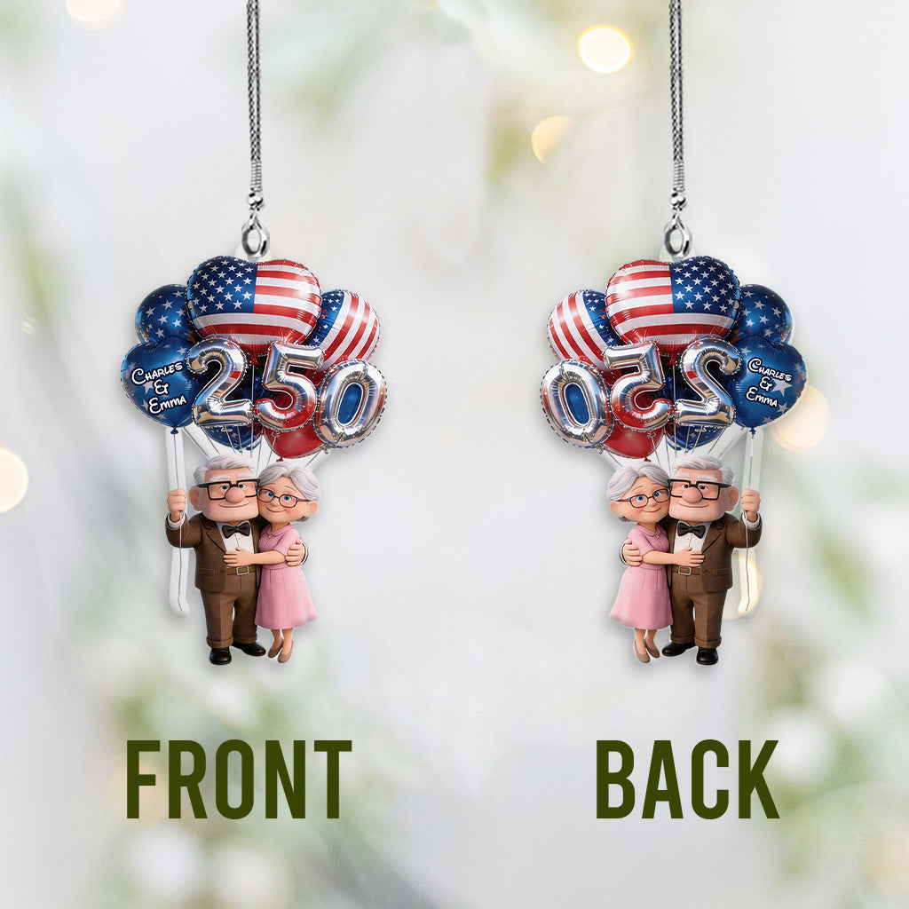 Hanging Balloons Old Couple 250 - Personalized Up Movie Couple Transparent Car Ornament