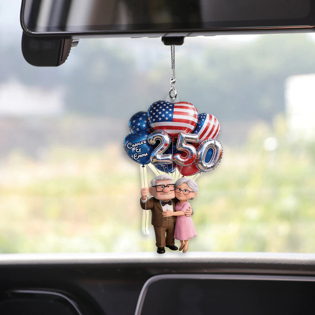 Hanging Balloons Old Couple 250 - Personalized Up Movie Couple Transparent Car Ornament