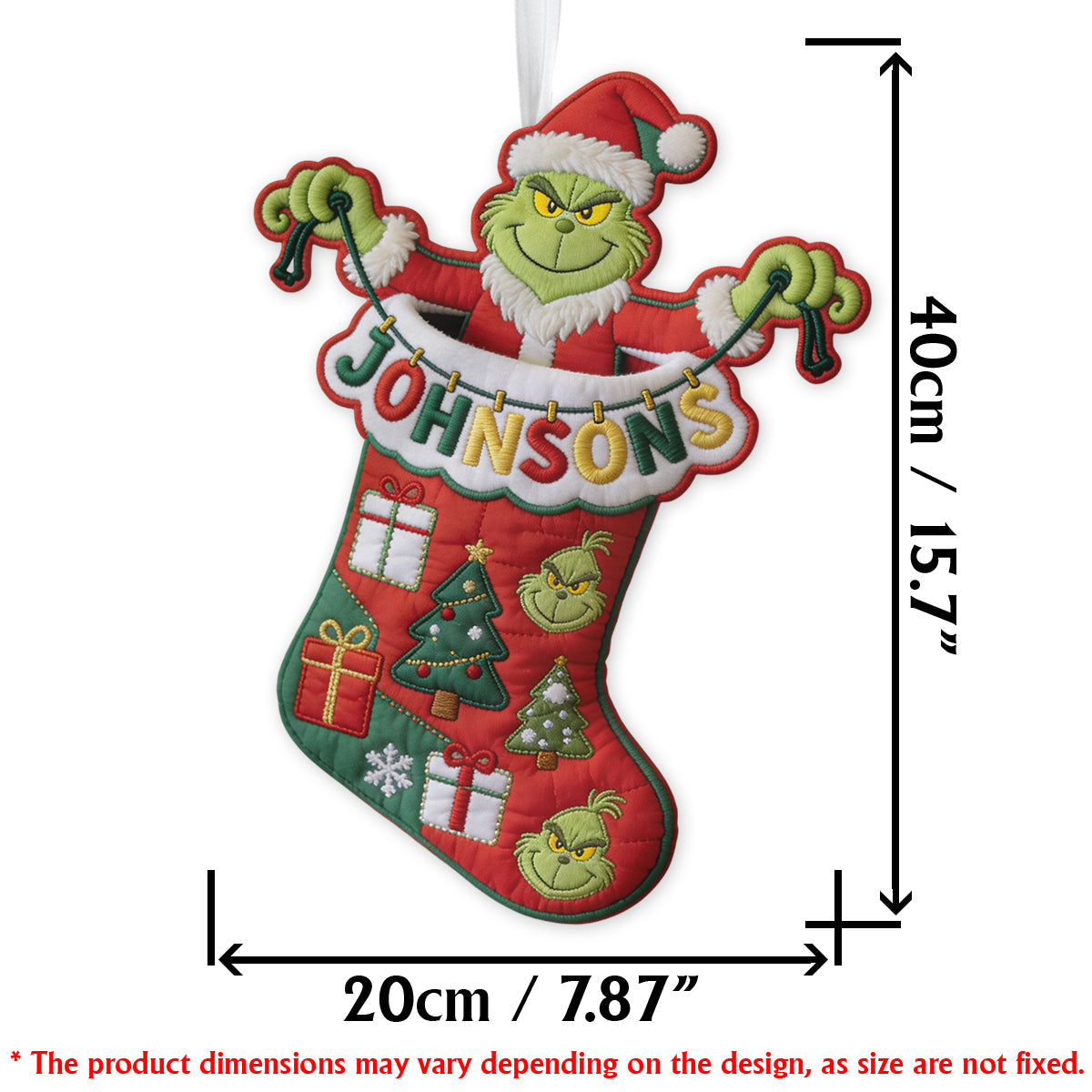 Name Letter Grinchmas - Personalized Stole Christmas Shaped Christmas Stocking