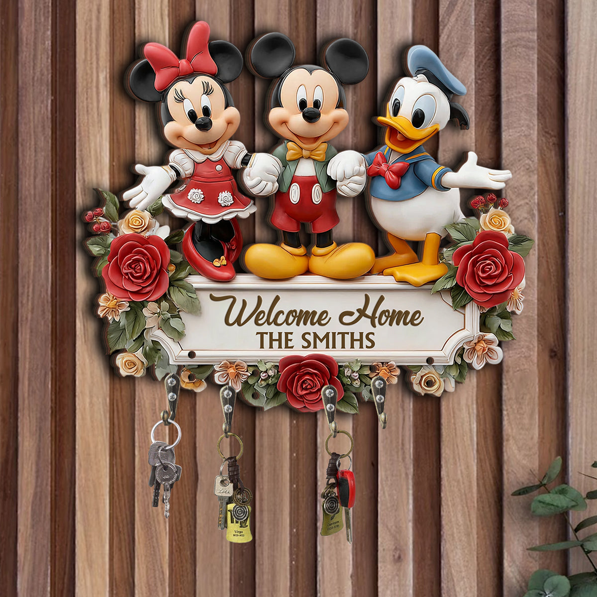 Welcome Home - Personalized Mouse Custom Shaped Key Rack