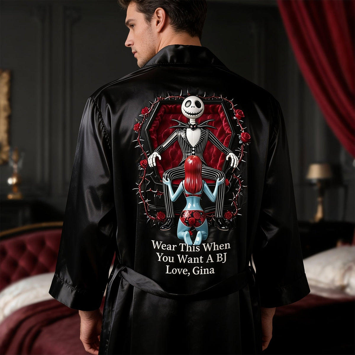Till Death Do Us Part - Personalized Nightmare Satin Robe