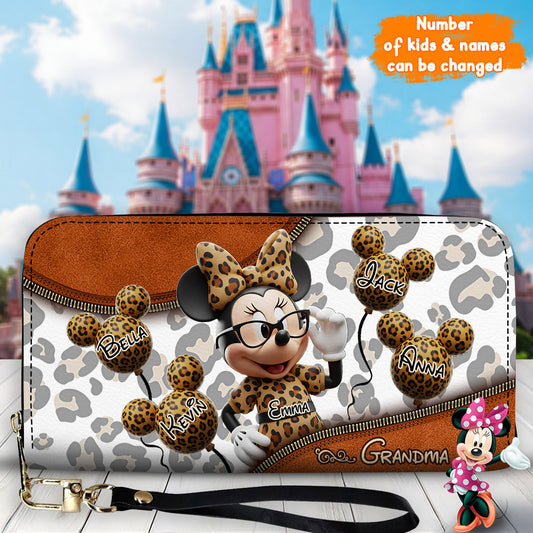 Magical Mom, Grandma - Personalized Mouse Leather Long Wallet