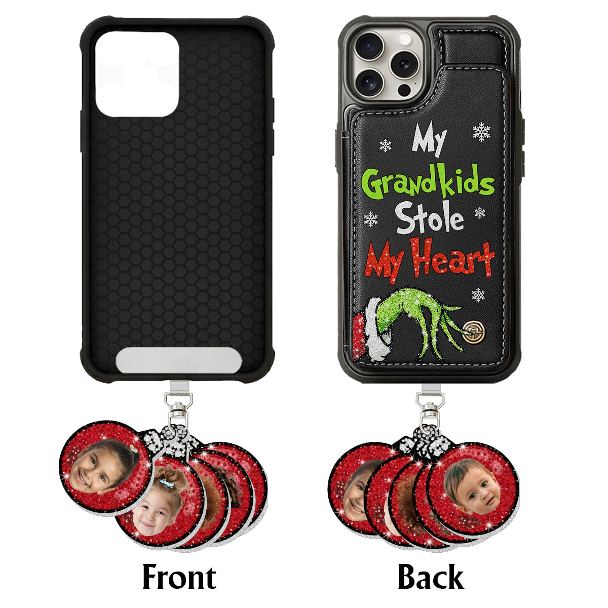 My Grandkids Kids Baby... Stole My Heart - Personalized Stole Christmas Phone Wallet With Charms