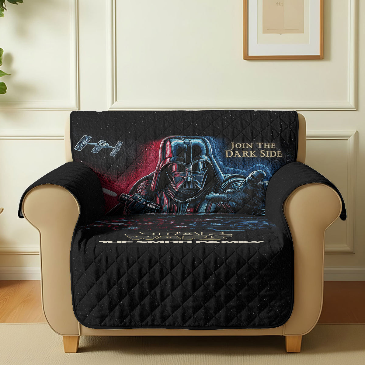 Join The Dark Side - Personalized The Force Quilted Sofa/Couch Cover