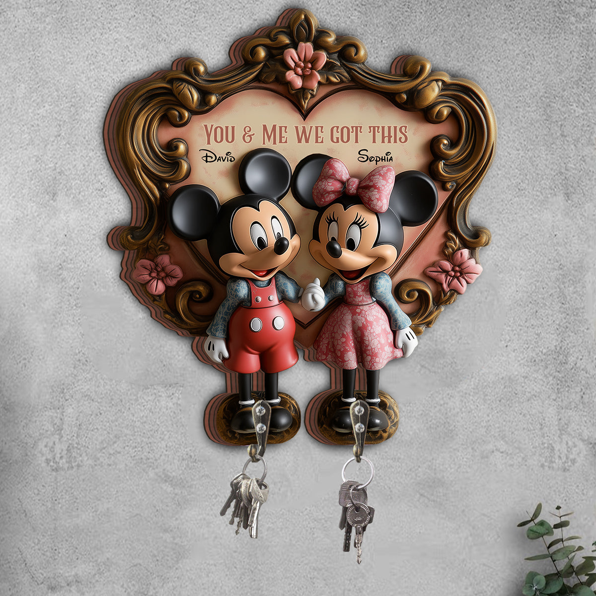 You & Me We Got This - Personalized Mouse Custom Shaped Key Rack
