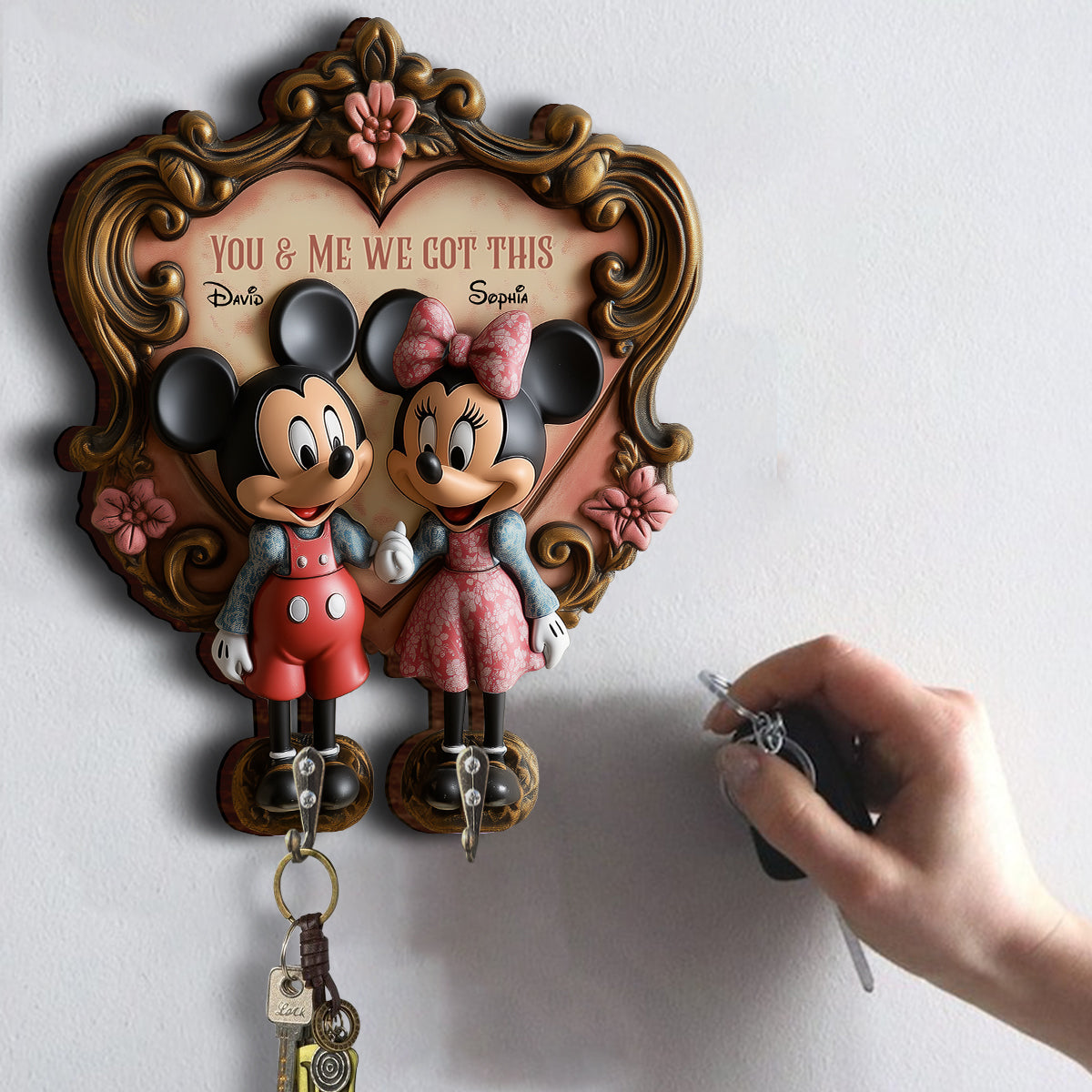 You & Me We Got This - Personalized Mouse Custom Shaped Key Rack