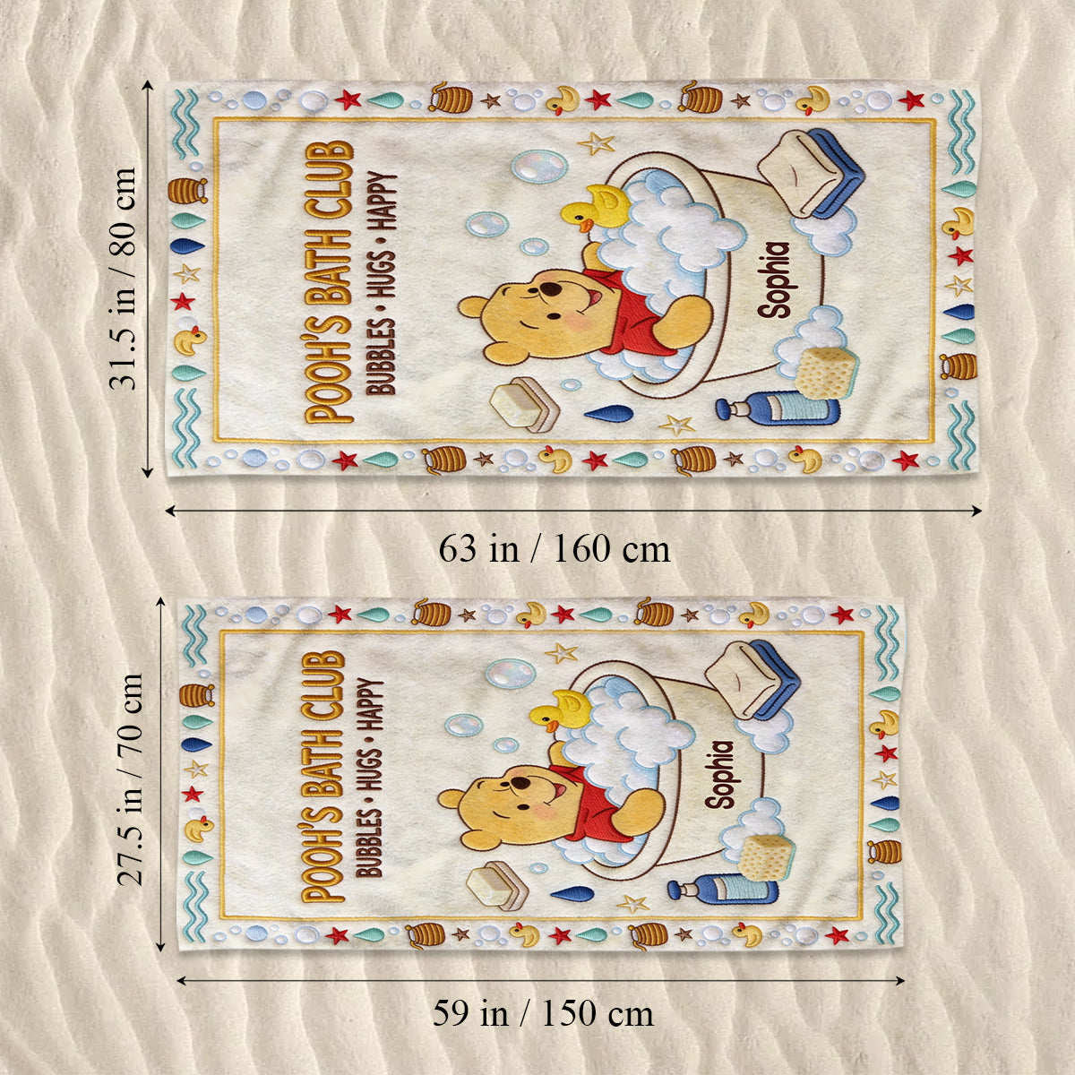 Bath Club - Personalized Yellow Bear Quick-dry Beach Towel/ Bath Towel