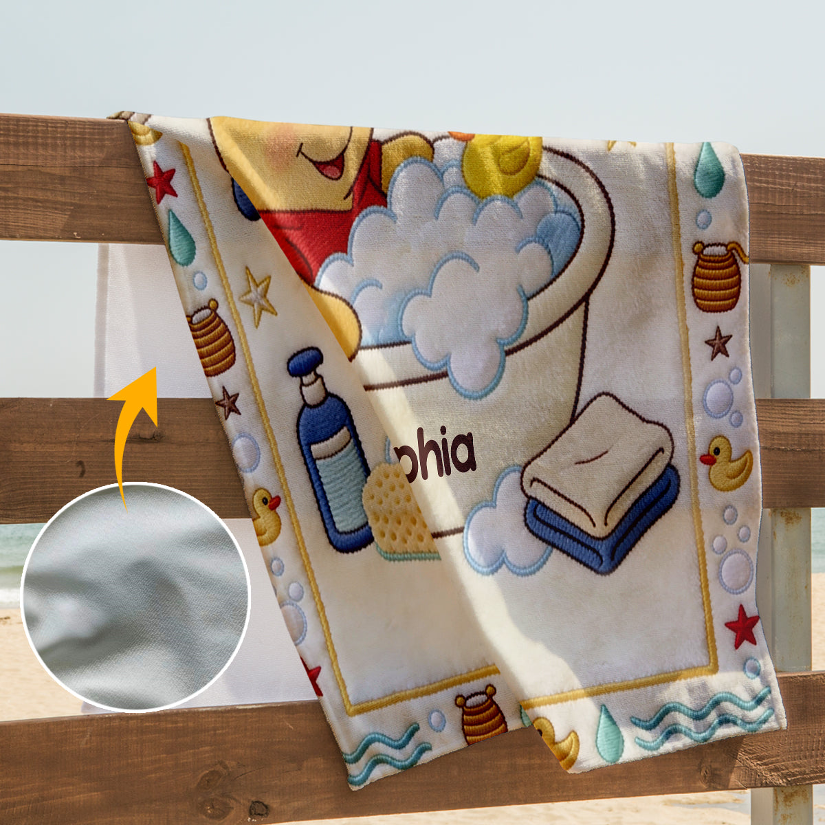 Bath Club - Personalized Yellow Bear Quick-dry Beach Towel/ Bath Towel