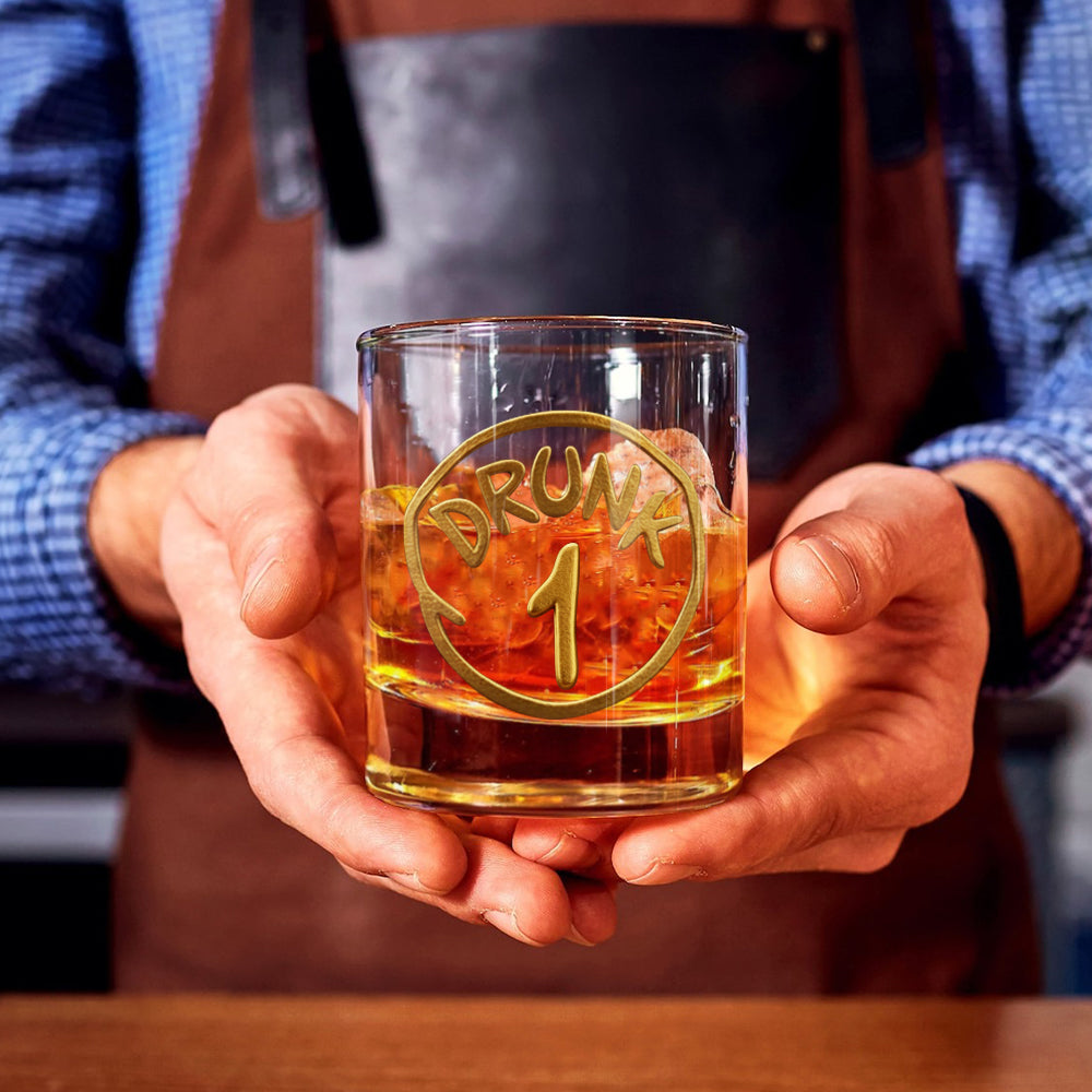 Drunk 1 Drunk 2 - Personalized Whisky Whiskey Glass