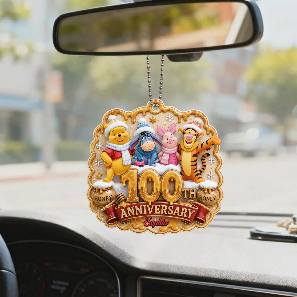 Honey Bear 100th Anniversary - Personalized Yellow Bear Premium 3D Ornament