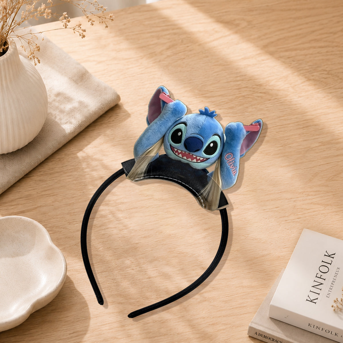 Funny Alien - Personalized Ohana Shaped Leather Headband