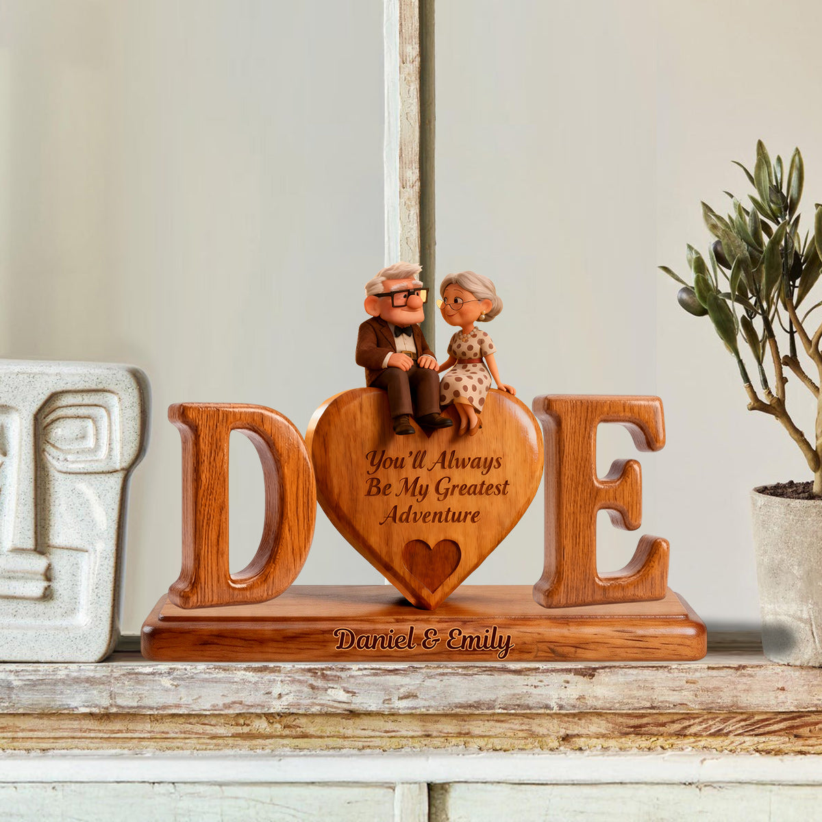 You'll Always Be My Greatest Adventure - Personalized Up Movie Couple Custom Shaped Wood Plaque