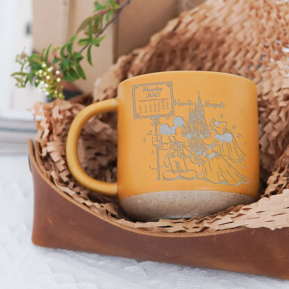 Happily Ever After - Personalized Mouse Engraved Pottery Mug