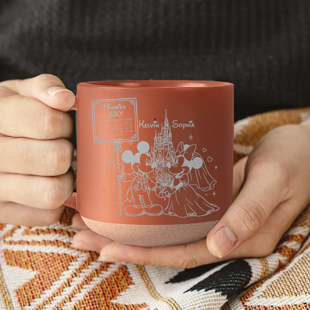 Happily Ever After - Personalized Mouse Engraved Pottery Mug