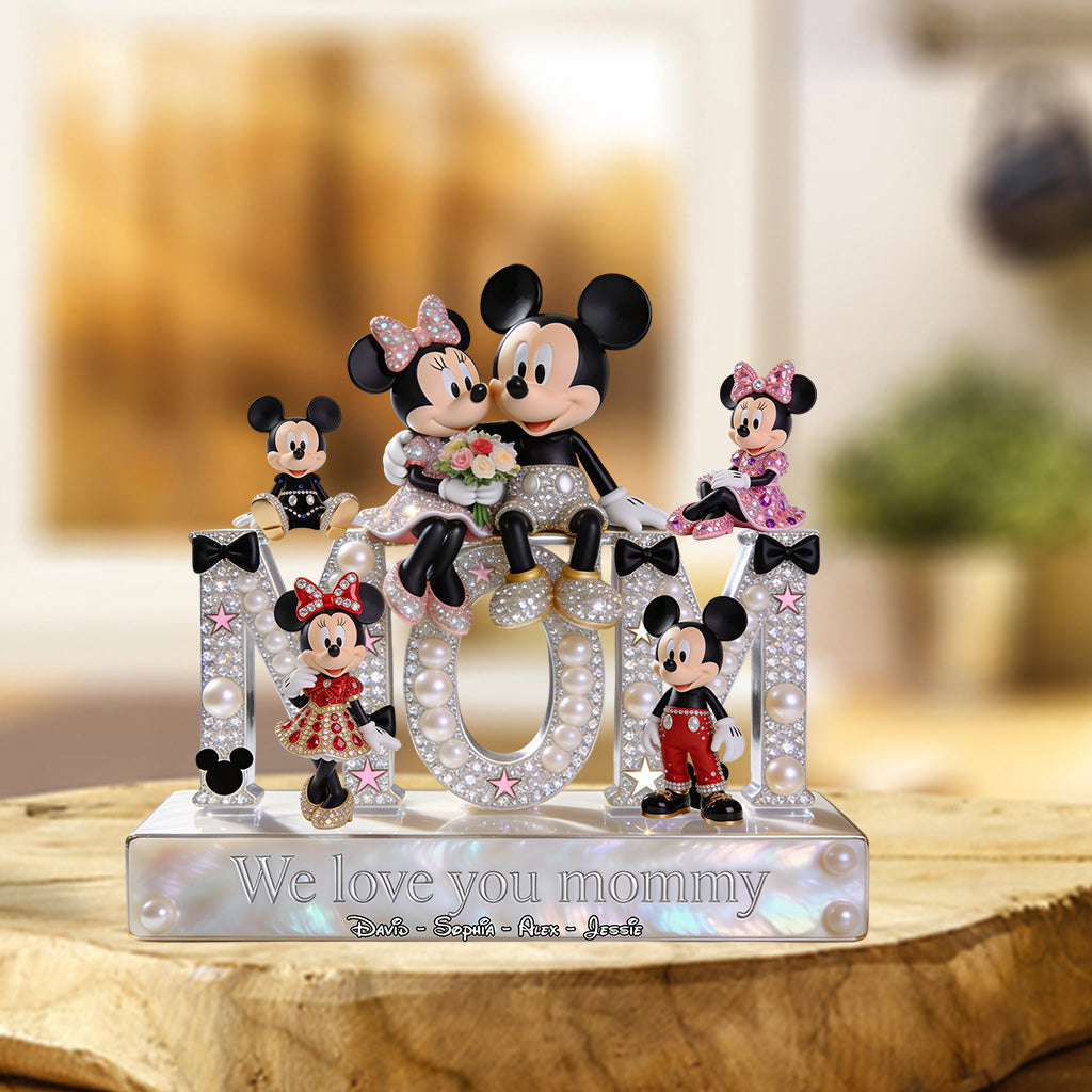 Cartoon Mouse Fans Gift, Mother Day Gift - Personalized Mouse Custom Shaped Acrylic Plaque
