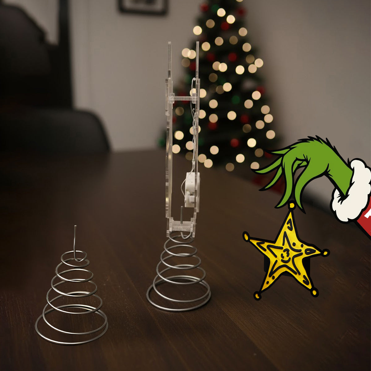 Naughty Green Mischief Stole The Yellow Star - Personalized Stole Christmas LED Light Tree Topper