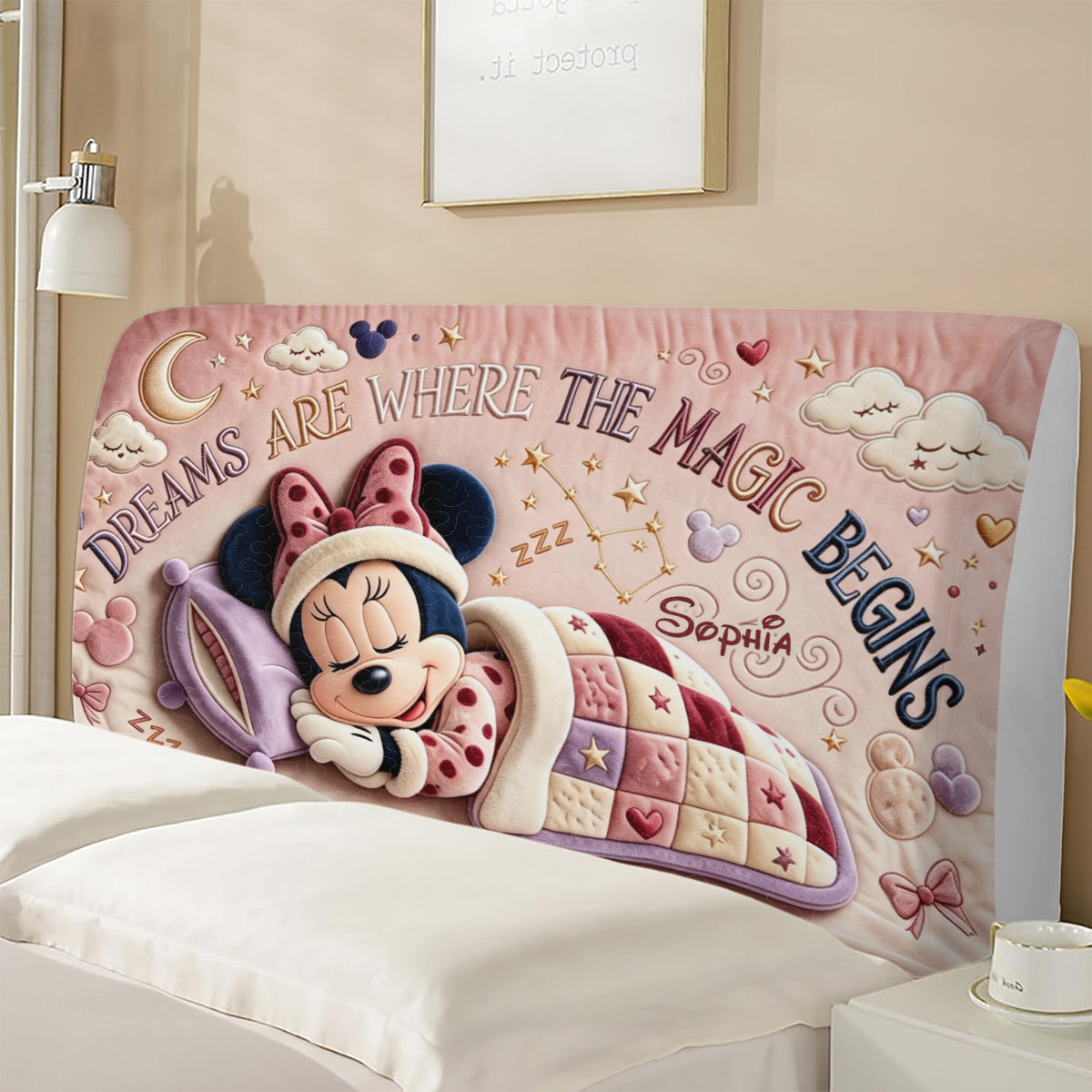 Dream Big, Little Mouse - Personalized Mouse Headboard Slipcover