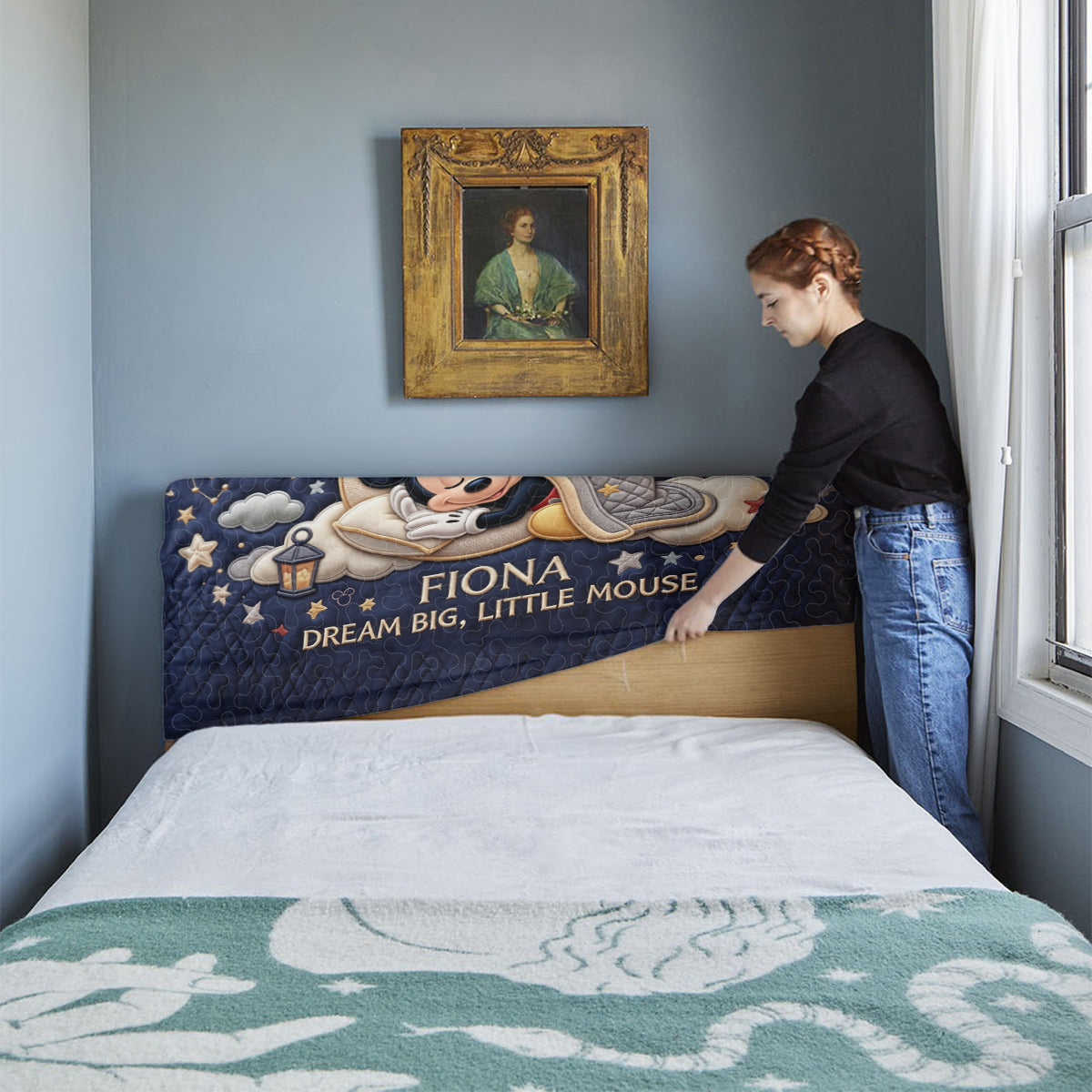 Dream Big, Little Mouse - Personalized Mouse Headboard Slipcover
