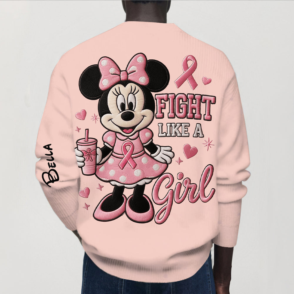 Fight Like A Girl - Personalized Breast Cancer Awareness Cardigan Sweater