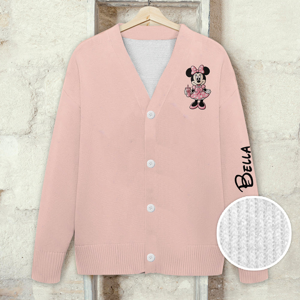 Fight Like A Girl - Personalized Breast Cancer Awareness Cardigan Sweater