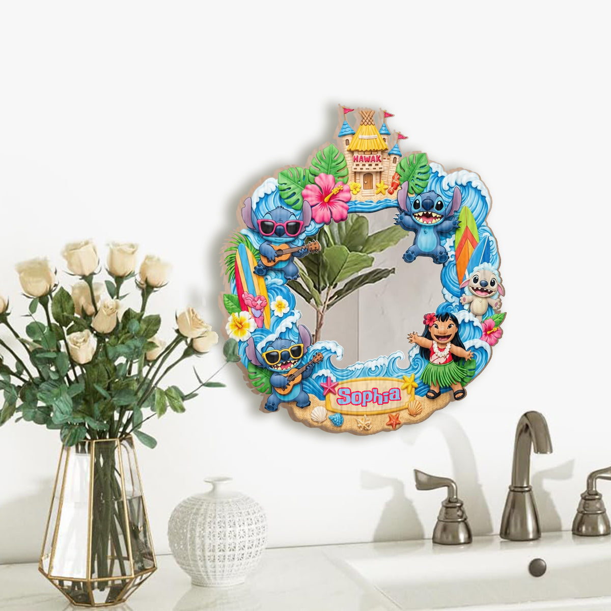 Tropical Alien Adventure - Personalized Ohana Wall Hanging Mirror