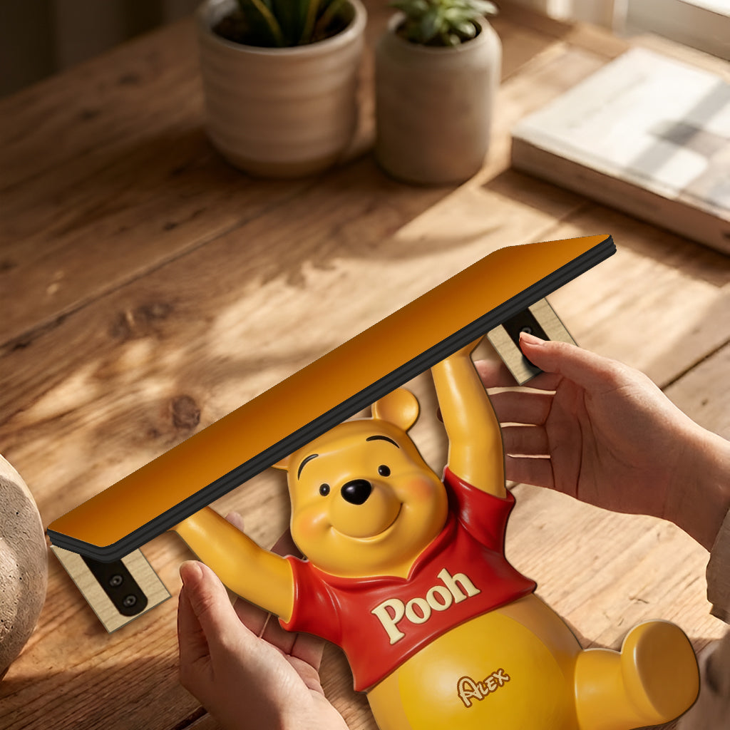 Cute Bear - Personalized Yellow Bear Wooden Floating Shelf