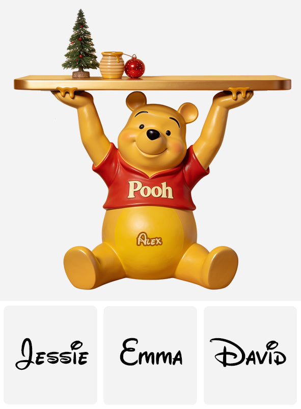 Cute Bear - Personalized Yellow Bear Wooden Floating Shelf