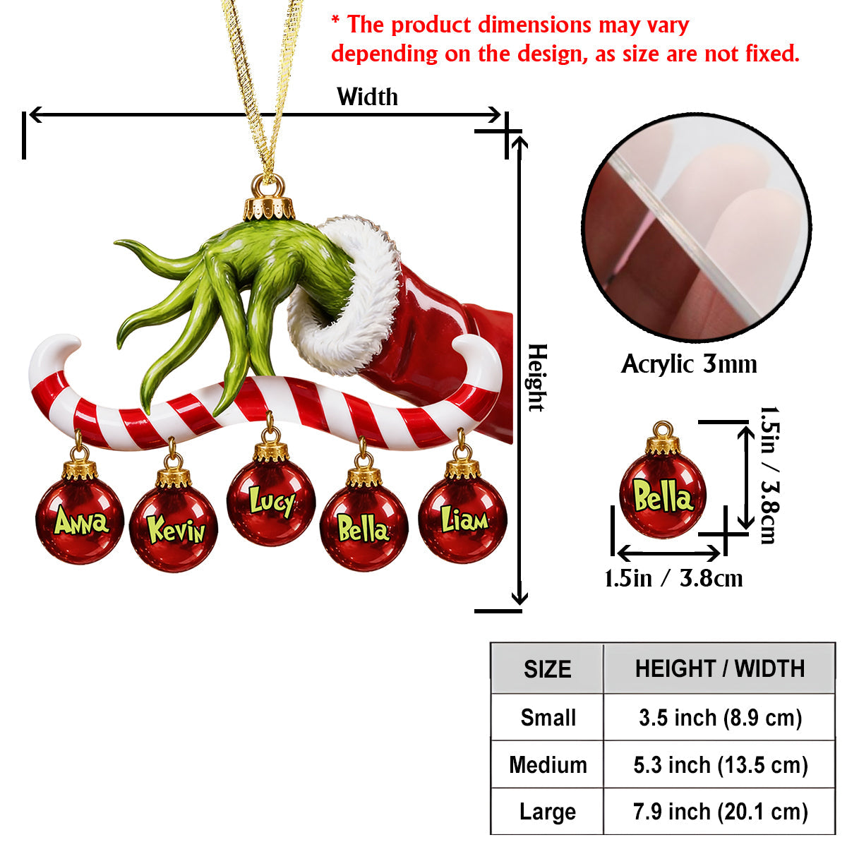 Merry Grinchmas - Personalized Stole Christmas Ornament With Charm