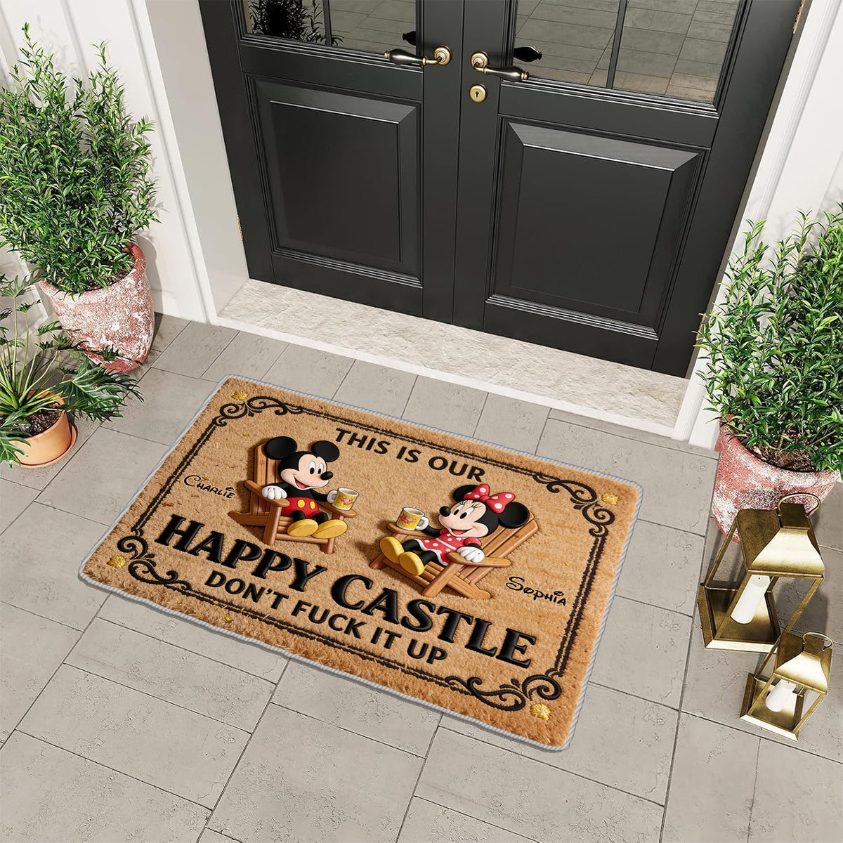 This Is Our Happy Castle - Personalized Mouse Non-Slip Tufted Rug