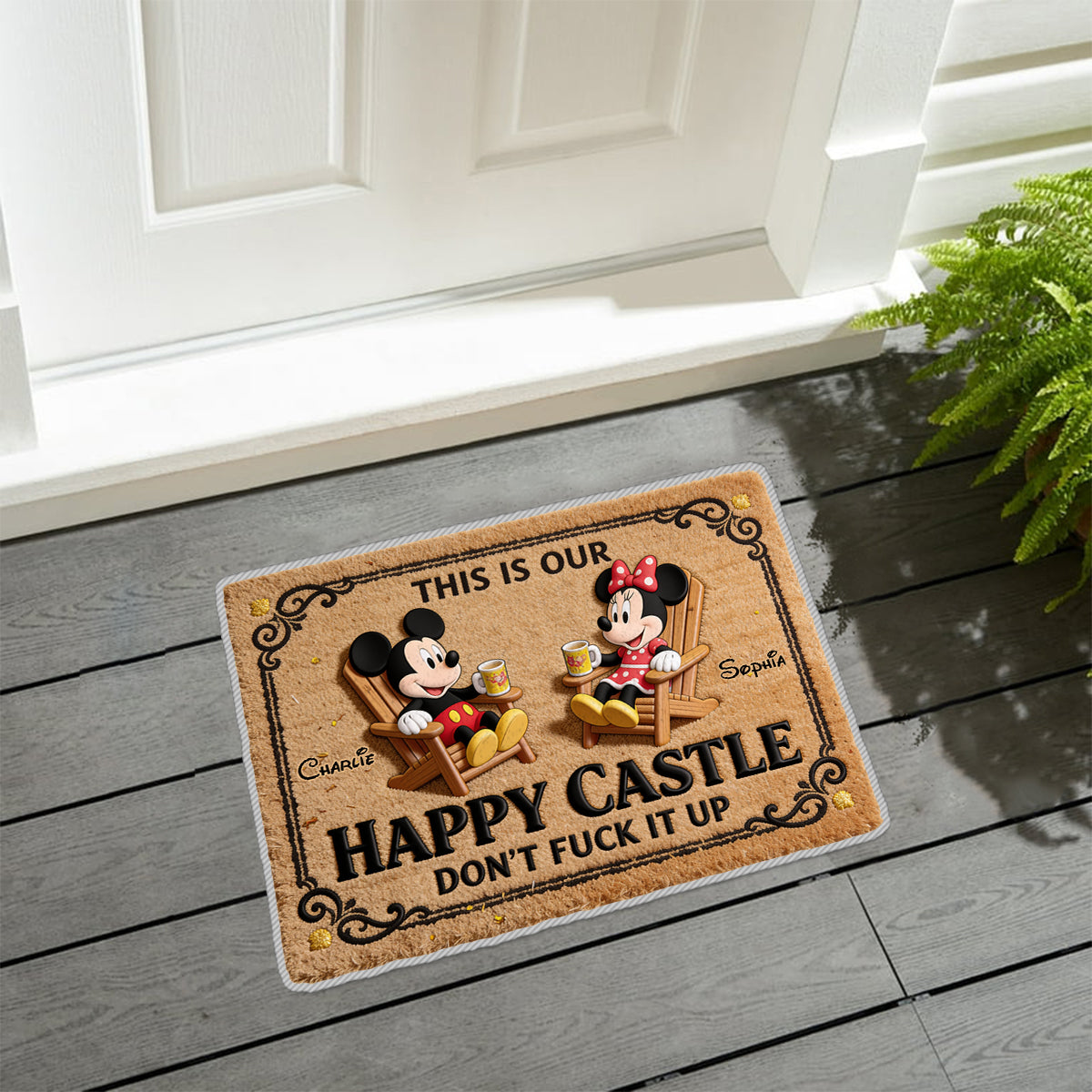 This Is Our Happy Castle - Personalized Mouse Non-Slip Tufted Rug