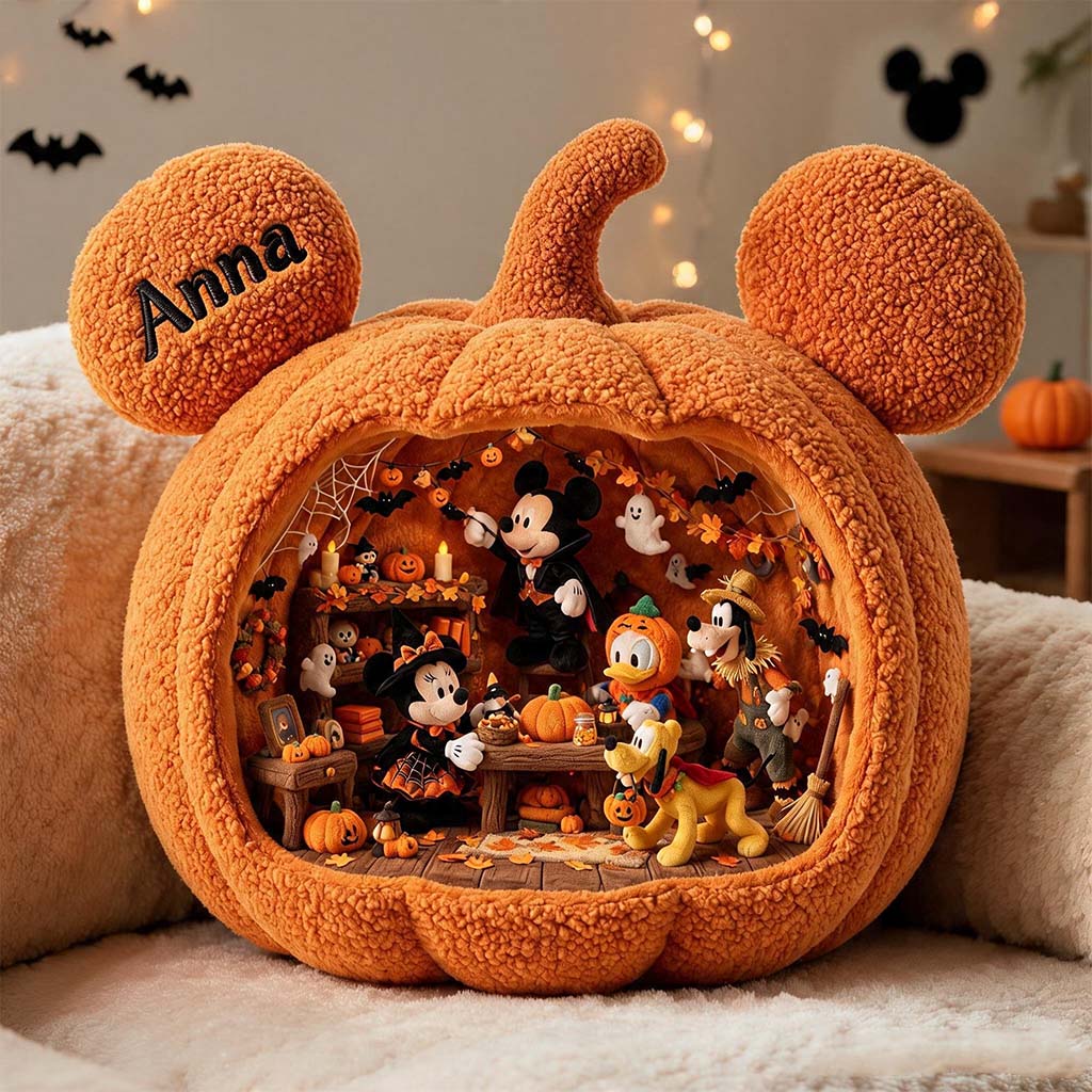 Halloween Pumpkin - Personalized Mouse Premium Faux Fur Pillow