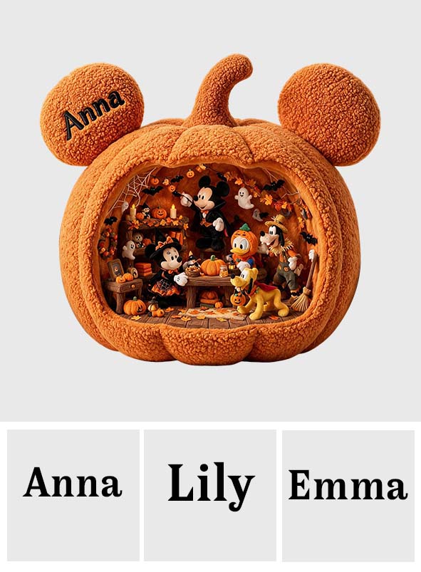 Halloween Pumpkin - Personalized Mouse Premium Faux Fur Pillow