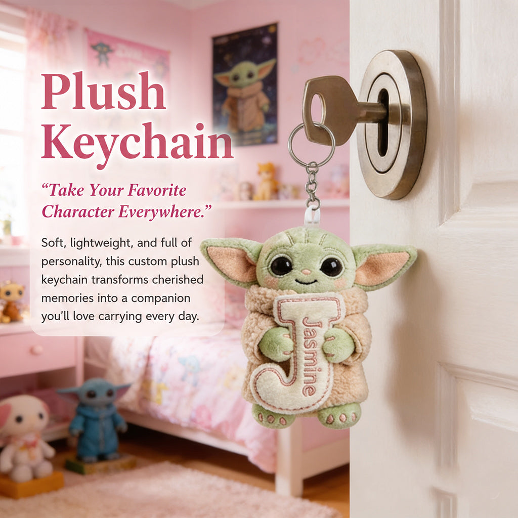 Cute Initial Letter Summer Vibe - Personalized The Force Plush Keychain